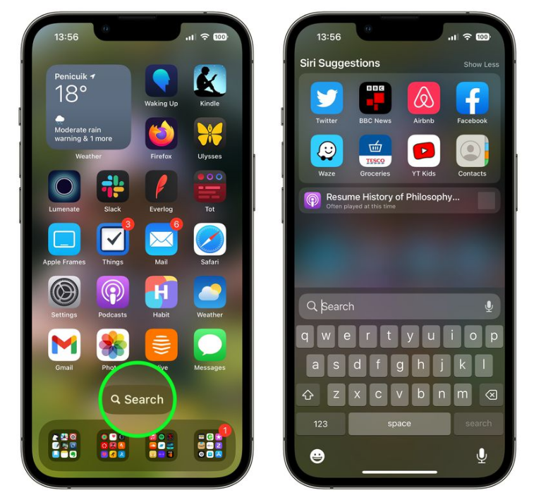 船营苹果手机维修分享升级到 iOS 16 后，如何删除主屏幕上的搜索按钮 